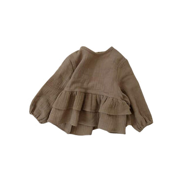 Annie & Charles® LUISA blouse met peplum ruches in beige en bruin