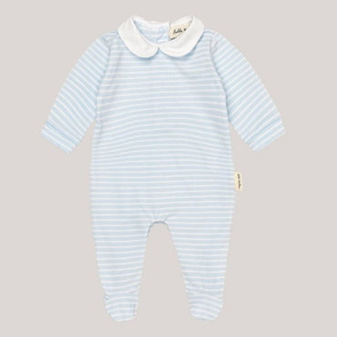 Bobbi Balloon Katoenen Onesie in Zachtblauw met Blauwwitte Strepen voor Baby's