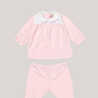 Ruchemouwen Katoenen Babyset van Bobbi Balloon – Zachtroze Babyoutfit