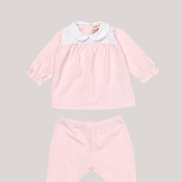 Ruchemouwen Katoenen Babyset van Bobbi Balloon – Zachtroze Babyoutfit